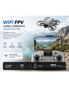 Resim Airstorr Drone V8 Mini Drone Hd Kameralı Wifi Fpv Telefon Ekranlı Akıllı Drone Beyaz 