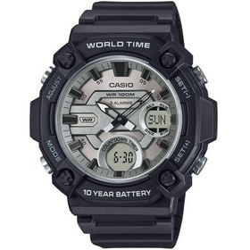 Resim Casio Aeq-120w-7avdf Quartz Silikon Siyah Gri Kadran 10 Atm 52 Mm Erkek Kol Saati Gri 