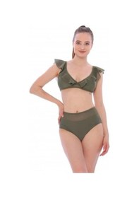 Resim Markahit Argisa Düz Fırfırlı Yüksek Bel Yeni Bikini Haki 