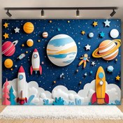 Resim 1 Adet Astronot & Roket Doğum Günü Arka Planı Renkli Gezegenlerle - Canlı Uzay Temalı Parti Süslemesi, Fotoğraf Kabini Aksesuarı ve Duvar Tabelası Gençlerin Partileri, Tatilleri ve Etkinlikleri İçin, Polyester Malzeme, Güç Gerektirmez, Gençlerin Parti Süslemesi | Fantastik Dekor | Dayanıklı Polyester, Uzay Partisi Süslemeleri 