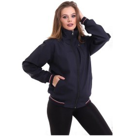 Resim Kadın Mevsimlik Dik Yaka Astarlı Cep Su Itici Oversize Lacivert 