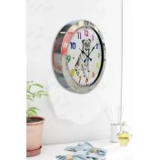 Resim Bahat Krom Çerçeveli Salon Ofis Duvar Saati 36 cm 