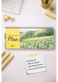 Resim Tarihsiz Spiralli Haftalık Masaüstü Planlayıcı - Papatya - 10x30 Cm Plango Turkuaz 