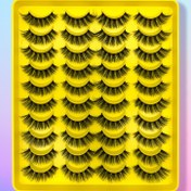 Resim Yapay Kirpikler, 20 Çift Sahte Vizon Şerit Yapışkanlı Takma Kirpik, Doğal Kedi Gözü 3D Dramatik Bukle Festival ve Sahne Performansı İçin 