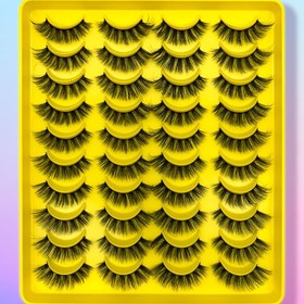 Resim Yapay Kirpikler, 20 Çift Sahte Vizon Şerit Yapışkanlı Takma Kirpik, Doğal Kedi Gözü 3D Dramatik Bukle Festival ve Sahne Performansı İçin 