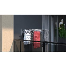 Resim Akordiyon Tipi Katlanır Çamaşır Kurutma Askısı 85 Cm 7 Askılı Balkon Çamaşır Kurutma Askısı Gri - Gümüş 