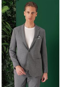 Resim Efor Comfort Fit Torba Cep Pötikare Gofre Kumaş Esnek Casual Füme Ceket C 669 Füme 