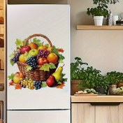 Resim 1 Adet Gerçekçi Meyve Sepeti Duvar Çıkartmaları - Elma, Üzüm, Armut, Yapraklar - Mutfak, Oturma Odası, Banyo, Giriş İçin Su Geçirmez Yapışkanlı Duvar Kağıdı Stickerları - Sonbahar Hasat Tasarımlı Modern Ev Dekoru - Kolay Uygulama & İz Bırakmayan Çıkarma - Dayanıklı Plastik Malzeme, Mutfak için Meyve Sepeti 