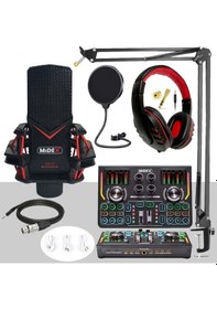 Resim Midex GMX-1 Titanium Set Efektli Ses Kartı Mikrofon Kulaklık Stand Kayıt Canlı Yayın (PC ve Telefon) 