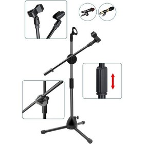 Resim Profesyonel Bomlu Mikrofon Sehpası Ayarlanabilir T Tipi Sahne Stüdyo Mikrofon Standı 