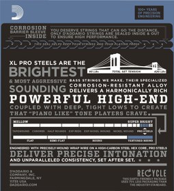 Resim D'Addario EPS220 XL ProSteels 4 Telli Bas Gitar Teli - Super Light (40-95) 