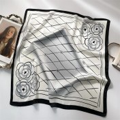 Resim Fernca1 Çizgili Eşarp Ipek Eşarp 70CM Küçük Kare Kafa Bandı Saç Türbanı Kravat Çanta (Yurt Dışından) 