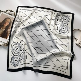 Resim Fernca1 Çizgili Eşarp Ipek Eşarp 70CM Küçük Kare Kafa Bandı Saç Türbanı Kravat Çanta (Yurt Dışından) 