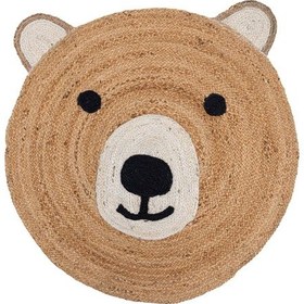 Resim Natura Ayıcık Figürlü Jüt Halı Hasır Halı Çocuk Odası Bebek Odası 