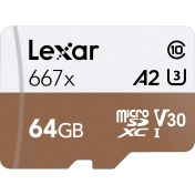 Resim Lexar 64GB Micro SDXC UHS-I 667X C10 U3 4K V30 A2 100Mb/sn LSDMI64GB667A Hafıza Kartı 