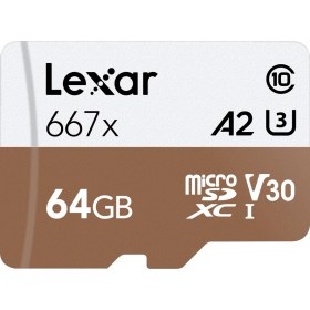 Resim Lexar 64GB Micro SDXC UHS-I 667X C10 U3 4K V30 A2 100Mb/sn LSDMI64GB667A Hafıza Kartı 