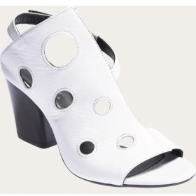 Resim Bueno Shoes Deri Beyaz Kadın Topuklu Sandalet 