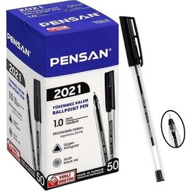 Resim Pensan 2021 Siyah Tükenmez Kalem Şeffaf Üçgen Gövde 1.0 Mm 1 Adet 