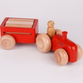 Resim Retro Traktör - Kırmızı 