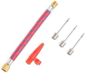 Resim Badem10 Metal Plastik Pompa Ucu İğne Seti 5'li Hortum Bağlantılı Bisiklet Top Yat Şambrel Teker Şişirme Jakı 