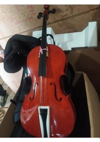 Resim Valeria 4/4 Tamboy Parlak Cila Hareli Çello Seti-kılıf-yay-reçine 