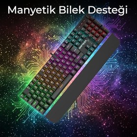 Resim IKG-458 RGB Mekanik Gaming Klavye | Red Switch Bilek Destekli Tam Tuş Anti-Ghosting 20 Milyon Tuş Ömrü Multimedya Tuşlu Oyuncu Klavye 