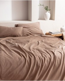 Resim Tracey King Size %100 Pamuk Pileli Linen Look Yıkamalı Çarşaflı Nevresim Takımı - Vizon 8684427125649 Çok Renkli 