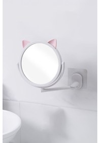 Resim Beyaz Kedi Tasarım Plastik Banyo Duvar Aynası Cin715by Beyaz 