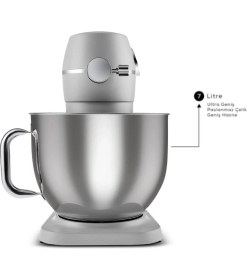 Resim Karaca Multichef Artisan Digital Ekran 7 Litre Döküm Stand Mikser Silver Brushed 1800 W 