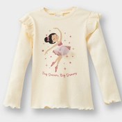Resim Defacto Kız Bebek Bisiklet Yaka Balerin Baskılı Fitilli Kaşkorse Uzun Kollu Tişört F8434a525auer134 Ekru 