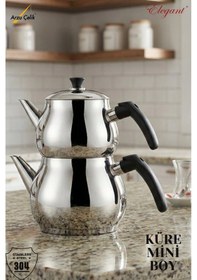 Resim Küre Mini Boy Bakalit Kulplu Çaydanlık Takımı-siyah Siyah 