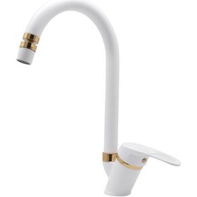 Resim Kustar Olinda Altın Beyaz Mutfak Eviye Bataryası 