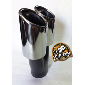 Resim Egzozcum 60 Mm. Krom Eşit Yuvarlak (Dual) Önü Kesik Paslanmaz Sessiz Egzoz Eksoz Ucu 