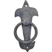 Resim Antika Tarz Dekoratif Pirinç Lale Kapı Halkası - 165X70MM, Oksit 