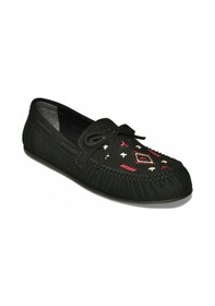 Resim Fox Shoes Y996073102 Siyah Süet Renkli Motif İşlemeli Kadın Babet Siyah 
