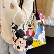 Resim Disney Mickey Kadın Çantası, Büyük Kapasiteli Sevimli Köpek Desenli Omuz Çantası 