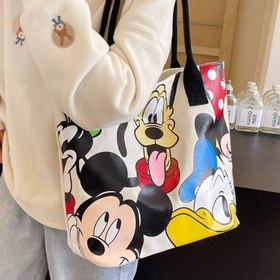 Resim Disney Mickey Kadın Çantası, Büyük Kapasiteli Sevimli Köpek Desenli Omuz Çantası 