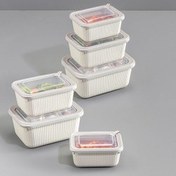 Resim 6'lı Vip Dikdörtgen Mikrodalga Ve Difrize Uygun Saklama Kabı Seti Bej 2x(1750,1050,600 Ml) Vienev