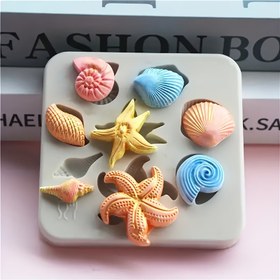 Resim Deniz teması DIY el sanatları için silikon kalıplar - polimer kil yaratımları için deniz kabuğu ve deniz yıldızı deseni Mum yapımı zanaat döküm kalıpları Ev dekorasyonu el sanatları hediyeleri 