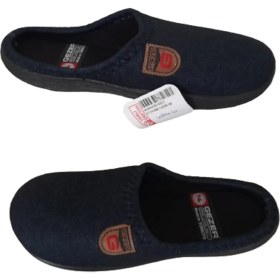 Resim Gezer Erkek Siyah Üçgen Çizgi Desenli Ortopedik Taban Ev İçi Günlük Terlik 