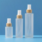 Resim Mat Cam Sprey Şişesi Bambu Kapaklı - Şeffaf, BPA İçermez, 1.01oz / 2.03oz / 3.38oz'da Mevcut 