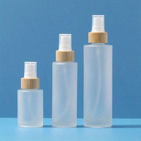 Resim Mat Cam Sprey Şişesi Bambu Kapaklı - Şeffaf, BPA İçermez, 1.01oz / 2.03oz / 3.38oz'da Mevcut 