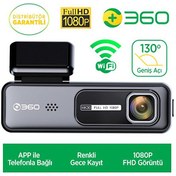 Resim 360+ HK30 Wi-Fi 1080p 130° Geniş Açı Gece Görüşlü Akıllı Araç İçi Kamera 360+