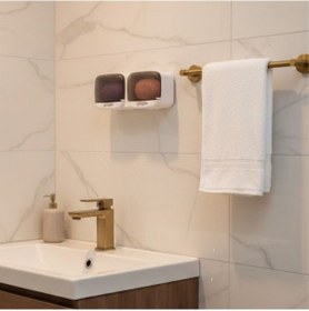 Resim Buffer Duvara Monte İkili Kapaklı Plastik Katı Sabunluk Organizer Banyo &amp Mutfak İçin Yapışkanlı Sabun Kutusu Ve Düzenleyici Sarı 