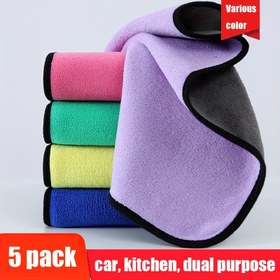 Resim 5 Paket UltraYumuşak Mikrofiber Araba Temizleme Havluları, Yüksek Emici, İç ve Dış Araç Detaylandırma ve Bakımı için 