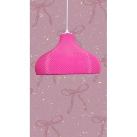 Resim Leila Neon Pembe Çocuk Yatak Odası, Kız Çocuk Odası Tasarım Tekli Sarkıt Avize (Plastik) E27 
