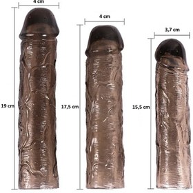 Resim 3 lü Penis Kılıfı Set Ucu Dolgulu Uzatmalı Prezervatif Dildo Penis 