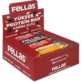 Resim Fellas Yüksek Protein Bar 45g Karma Kutu 12 Adet (3 Çeşit) 