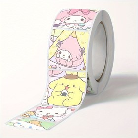 Resim 500 adet/rulo Hello Kitty Melodi çıkartmaları, dekoratif el kitabı bantları, sevimli çizgi film karakterleri, doğum günü hediyesi, Noel süslemeleri, Cadılar Bayramı ve Şükran Günü partisi için şirin ifade çıkartmaları 