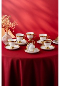 Resim İstanbul Porselen Çırağan 6 Kişilik Kahve Fincan Takımı Beyaz 